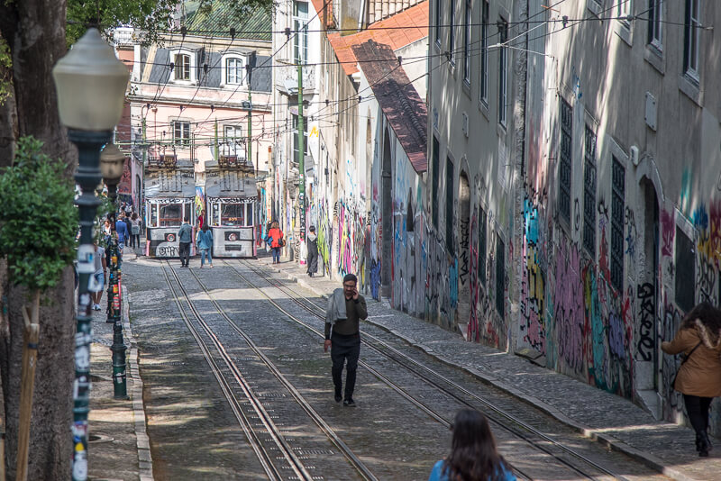 Lisbonne - funiculaire de la Bica et street art