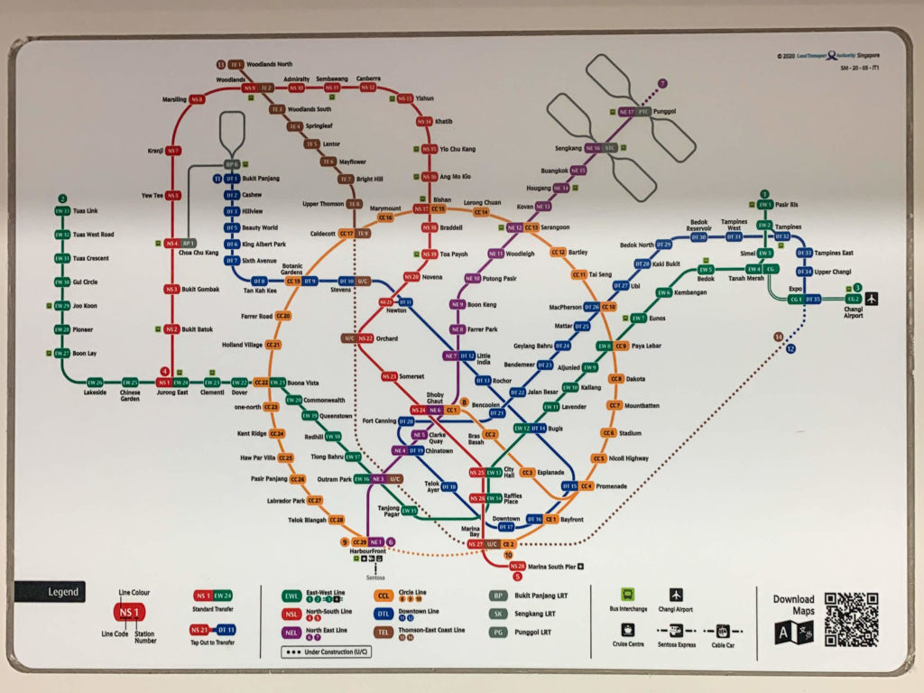 Singapour, plan du métro fin 2021