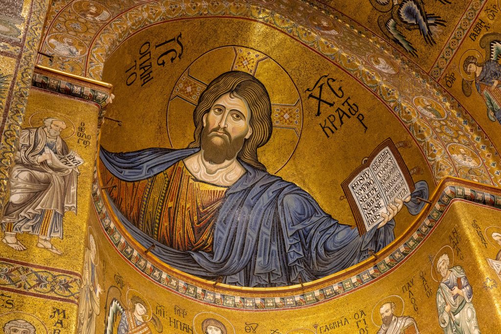 Sicile-Monreale, Intérieur du Duomo, christ pantocrator