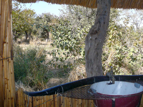 Afrique australe - Botswana, Moremi - salle de bain avec vue