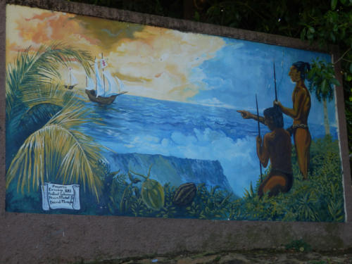 Baracoa, fresque en hommage au peuple  Taïno, quasi anéanti après le débarquement de Christophe Colomb