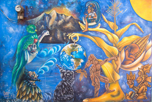 San Juan de la Laguna, peinture reprenant l'iconographie Maya