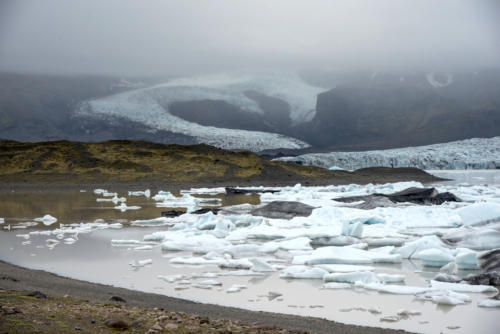 Islande, Parc de Skaftaffell, glacier et lagune glacière de Jokulsarlon