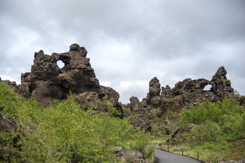 Islande, roches volcaniques à Dimmuborgir
