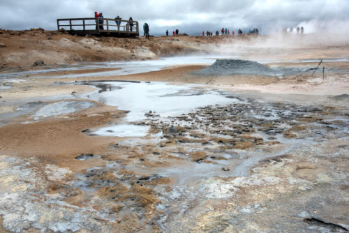 Islande, Myvatn, Hverarönd, fumerolles et terres de couleurs