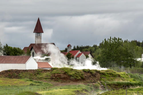 Islande, Reykholt, la résidence principale du plus grand écrivain médiéval, poète, érudit et homme d’État islandais, Snorri Sturluson.