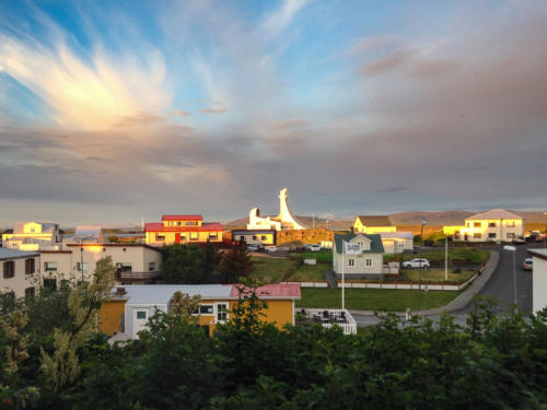 Islande, Stykkisholmur, soleil de minuit, vue de notre chambre