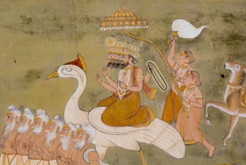 Inde-Rajasthan-Jodhpur-city palace-peinture-cygne