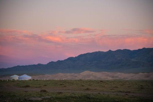 Mongolie - le Gobi,au coucher du soleil