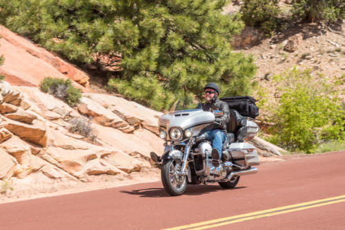 Harley Davidson à la sortie de Zion National Park