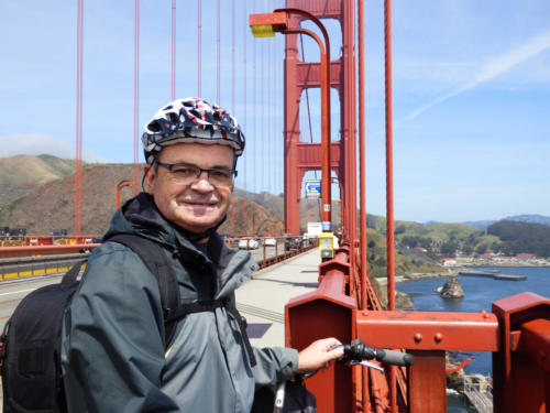 San Francisco - Christian en velo sur le golden gate