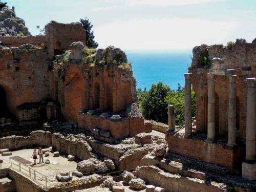 Taormine, théâtre gréco-romain en bord de mer