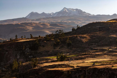 Pérou, Chivay - paysage au coucher de soleil, près de Yanque