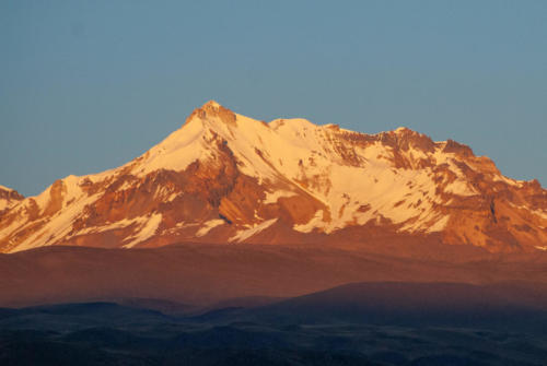 Pérou, Chivay - coucher de soleil sur les montagnes