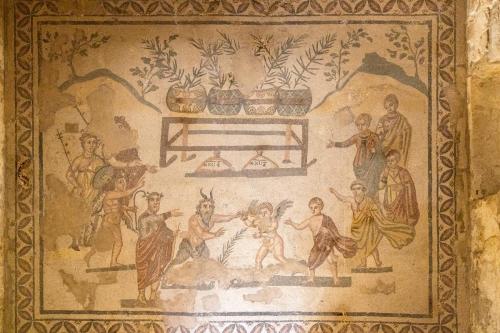 Sicile - Villa Romana del Casale, détail des mosaïques