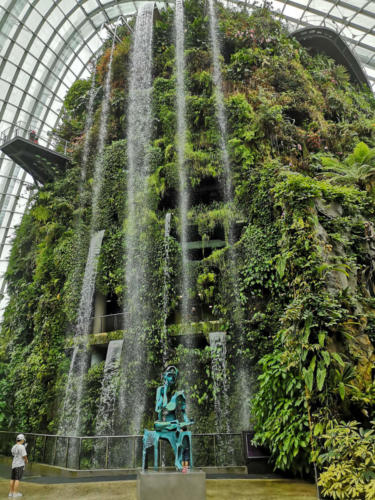 Singapour - Garden by the bay, la cascade de Cloud Forest