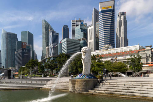 Singapour - Le business centre et le Merlion