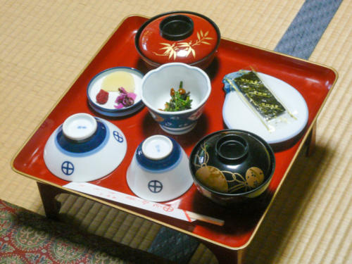 Japon, Mont Koya - repas végétarien au temple Ekoin
